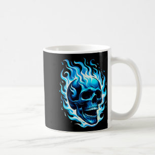 Taza De Café Calavera Azul Llamarada Gráfica Divertida y Genial