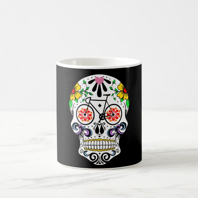 Taza De Café Calavera - bici del cráneo del azúcar (Centro)