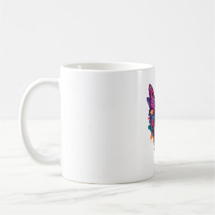 Taza De Café Calavera con alas de mariposa