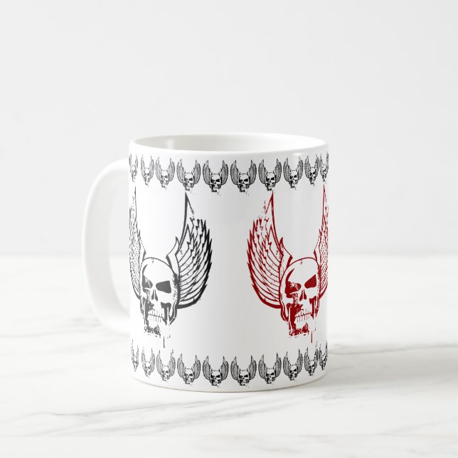 Taza De Café Calavera con alas etéreas (Anverso izquierdo)