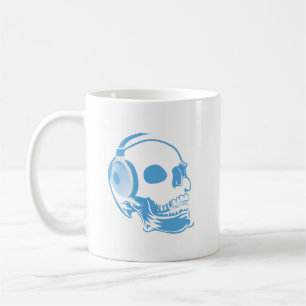 Taza De Café Calavera con auriculares