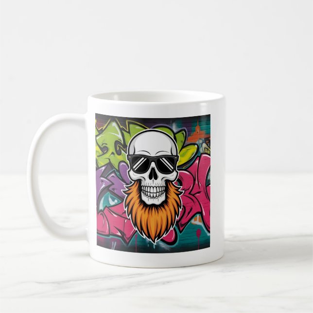 Taza De Café Calavera con barba (Izquierda)