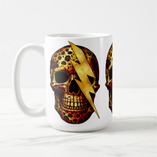 Taza De Café Calavera con estampado de leopardo y destellos dor