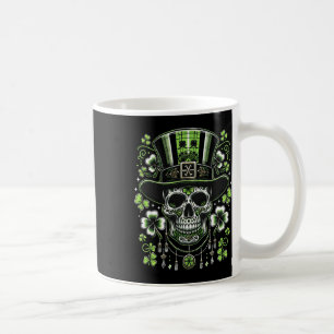 Taza De Café Calavera con sombrero St Patricks irlandés hombres