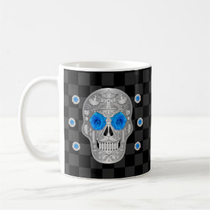 Taza De Café Calavera cromada (Rosa azul) Café Mug