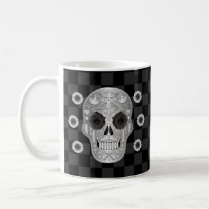 Taza De Café Calavera cromada (Rosa negro) Café Mug