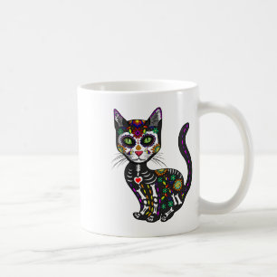Taza De Café Calavera De Azúcar Cato Mexicano Halloween Día Del