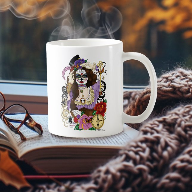 Taza De Café Calavera de azúcar de Steampunk (Subido por el creador)