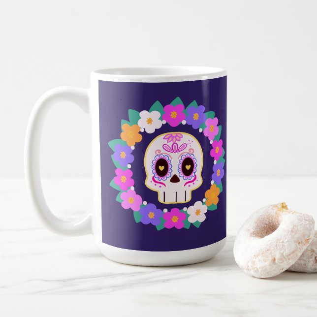 Taza De Café Calavera de azúcar floral (Con donut)