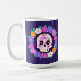 Taza De Café Calavera de azúcar floral