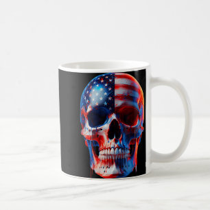Taza De Café Calavera de bandera americana esqueleto patriótico