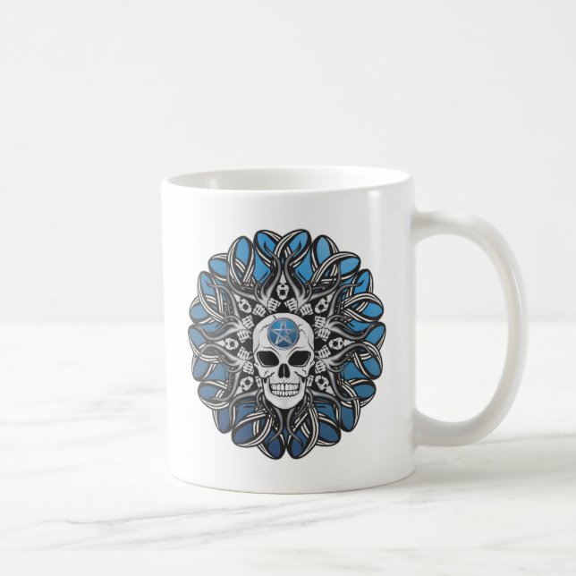 Taza De Café Calavera de gótico - Azul (Derecha)