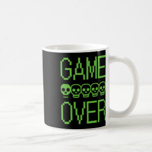 Taza De Café Calavera de jugador de píxeles Game Over Juego de 