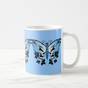 Taza De Café Calavera de mariposa azul