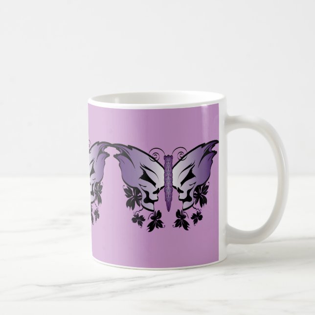 Taza De Café Calavera de mariposa morada (Derecha)