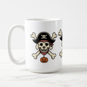 Taza De Café Calavera de Pirata Perro Vintage Halloween Cruz de