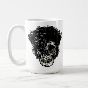 Taza De Café Calavera de Rockstar con Cabello Salvaje