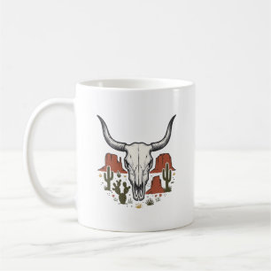 Taza De Café Calavera de vaca del desierto arte vintage del sur