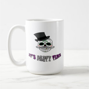 Taza De Café Calavera decorada con bigote divertido para fiesta