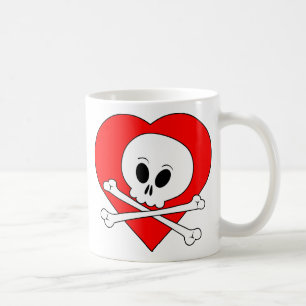 Taza De Café Calavera del corazón rojo