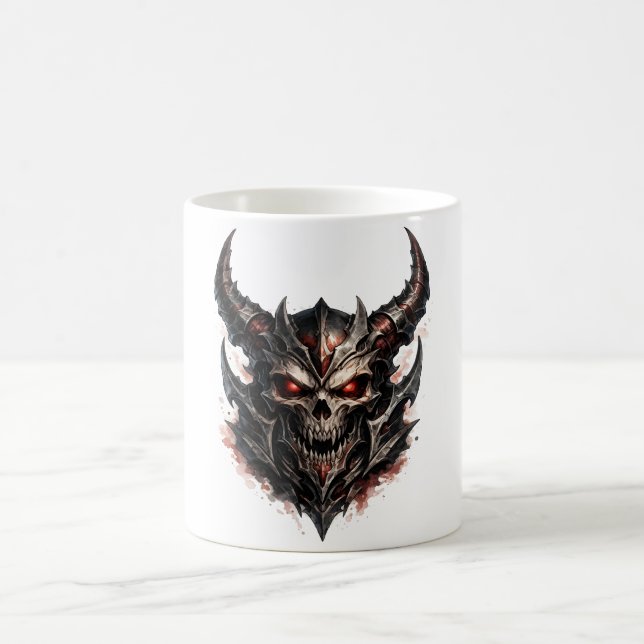 Taza De Café Calavera demoníaca con cuernos (Centro)