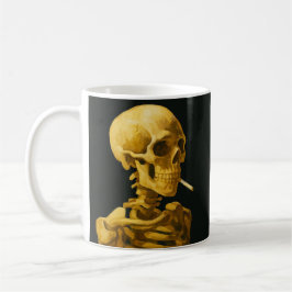Taza De Café Calavera Dorada Fumando – Única Inspirada en Van G