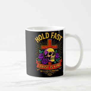 Taza De Café Calavera gótica cristiana Cruz Sostener Fuertement