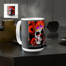 Taza De Café Calavera gótica Roses Rojos Café Mug