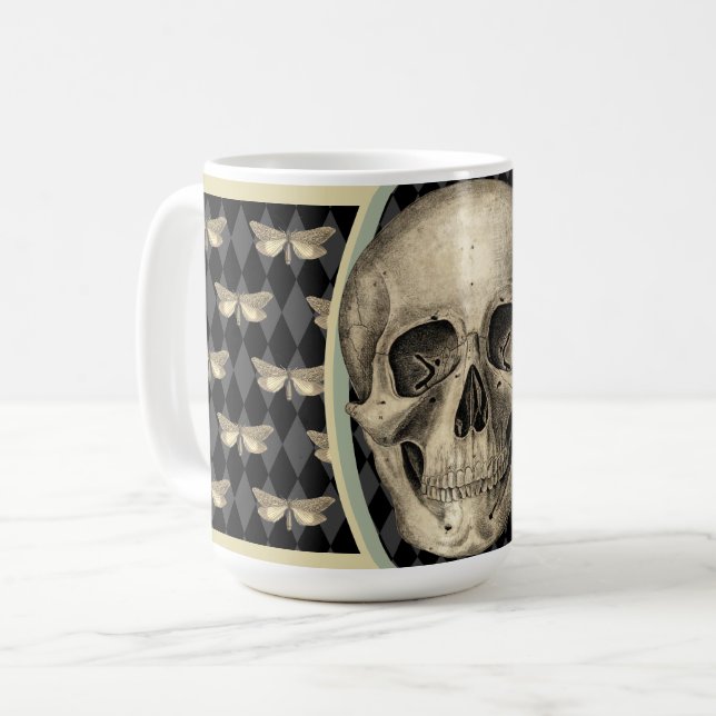 Taza De Café Calavera gótica y mariposas (Anverso izquierdo)