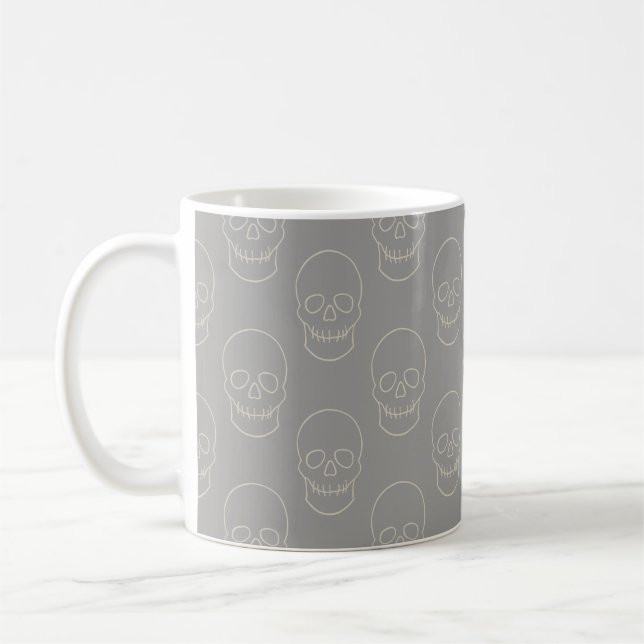 Taza De Café Calavera - Gris fantasma y blanco óseo (Izquierda)