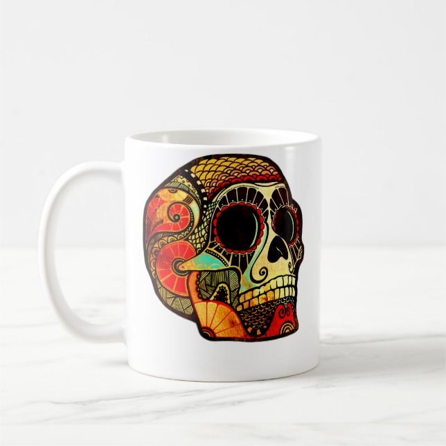 Taza De Café Calavera Grunge (Izquierda)