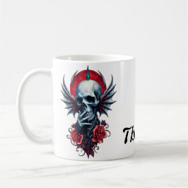 Taza De Café Calavera impresionante y realista con alas