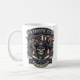 Taza De Café Calavera Patriota Fuera de la Ley Sheriff Patriota