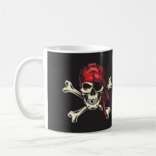 Taza De Café Calavera pirata y huesos cruzados