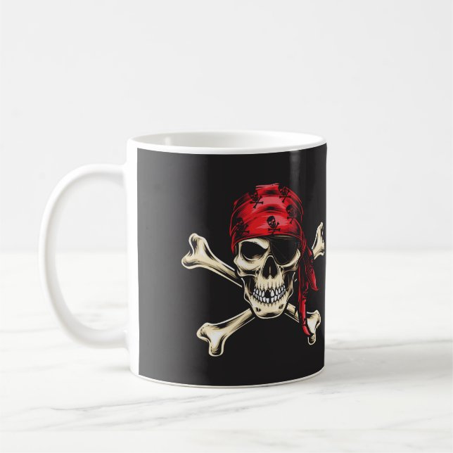 Taza De Café Calavera pirata y huesos cruzados (Izquierda)