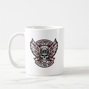 Taza De Café Calavera y Alas de Tropas Aerotransportadas