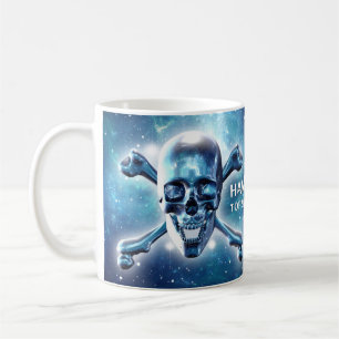 Taza De Café Calavera y huesos cruzados en el espacio
