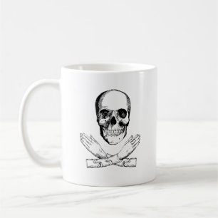 Taza De Café Calavera y manos mecánicas