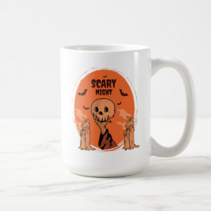 Taza De Café Calavera y murciélago de Halloween en una noche at