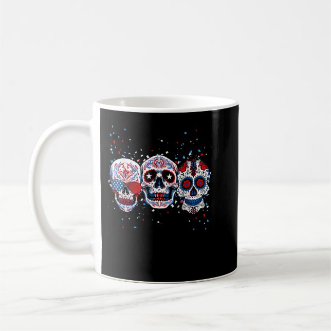 Taza De Café Calaveras de azúcar 4 de julio Calaveras mexicanas (Izquierda)