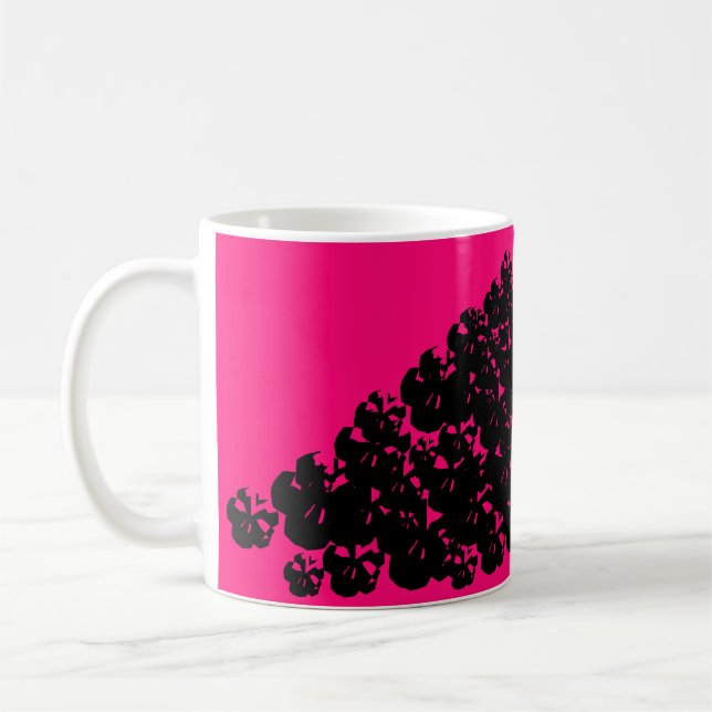 Taza De Café Calaveras de Halloween apilan magenta rosa de neón (Izquierda)