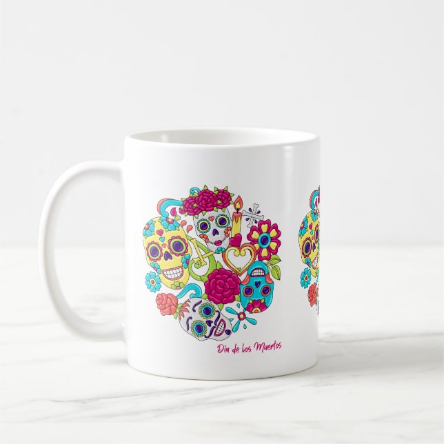 Taza De Café Calaveras del Día de los Muertos (Izquierda)