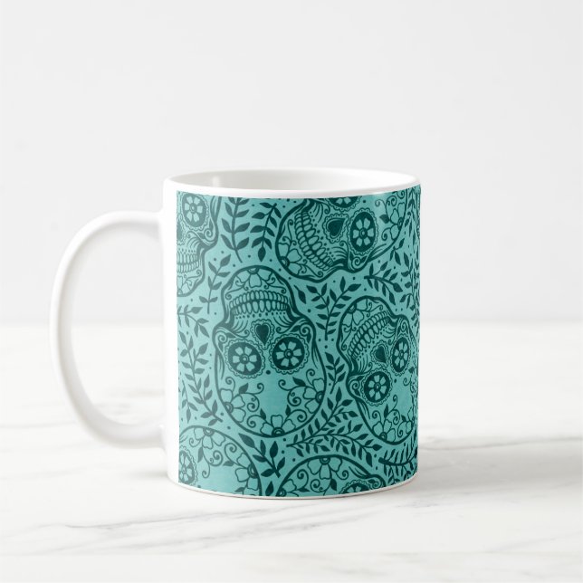 Taza De Café Calaveras verde azuladas (Izquierda)