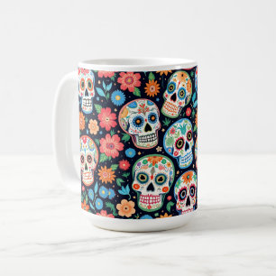 Taza De Café Calaveras y flores de azúcar
