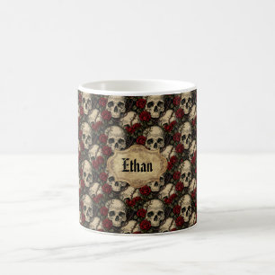 Taza De Café Calaveras y Rosa Silvestre
