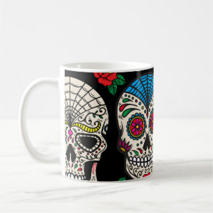 Taza De Café Calaveras y Rosas mexicanos: Diseño de época