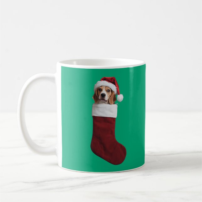 Taza De Café Calcetín de Navidad de Beagle (Izquierda)