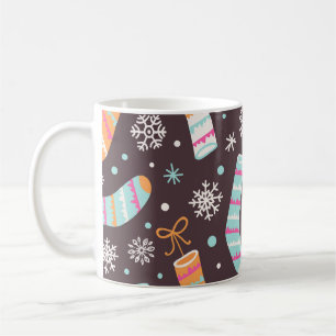 Taza De Café Calcetines de navidad y copos de nieve: patrón vin