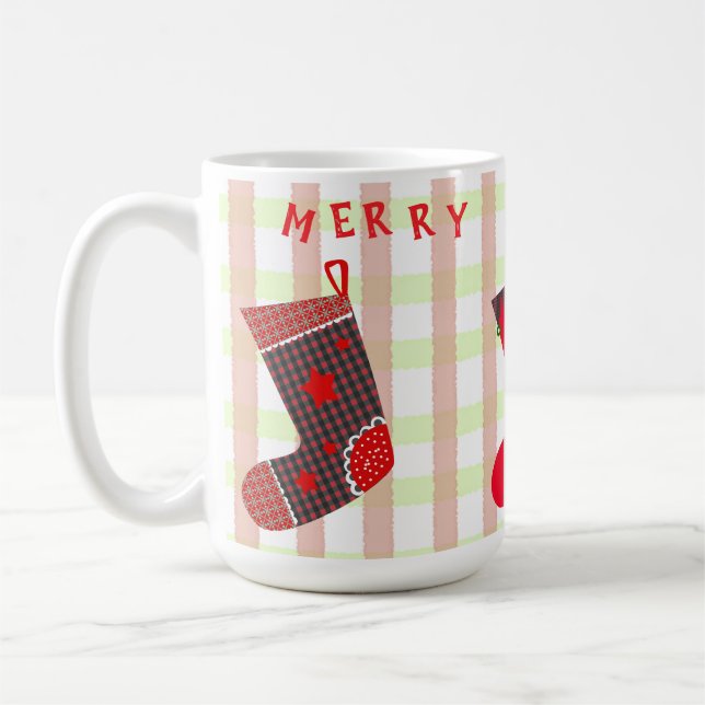 Taza De Café calcetines navideños alegres (Izquierda)