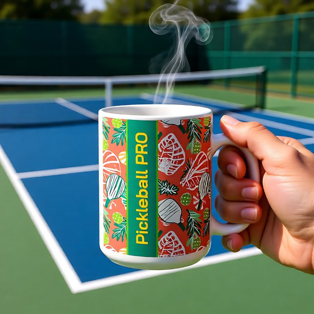 Taza De Café Calcetines personalizados paraíso de pickleball tr (Tropical Pickleball Paradise Custom Socks Coffee Mug)